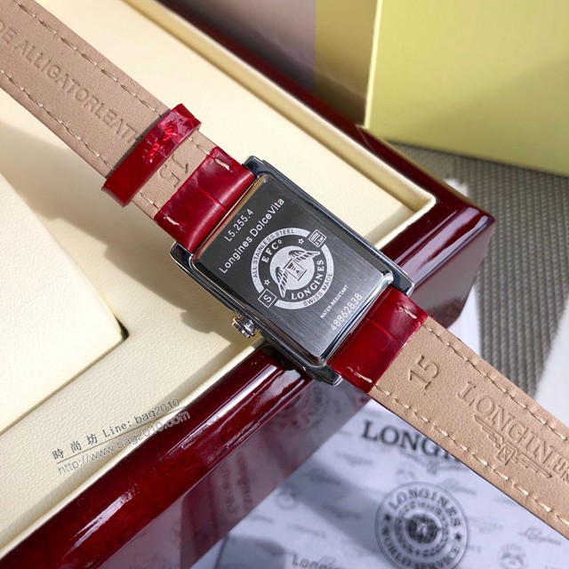 浪琴手錶 LONGINES黛綽維納鱷魚皮系列石英女士腕表  gjs2047